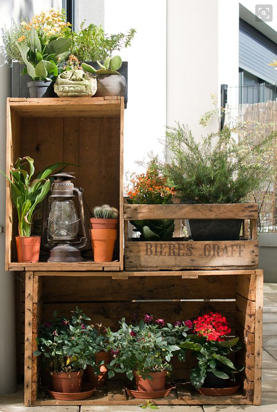 Balcony idea with wooden crates!