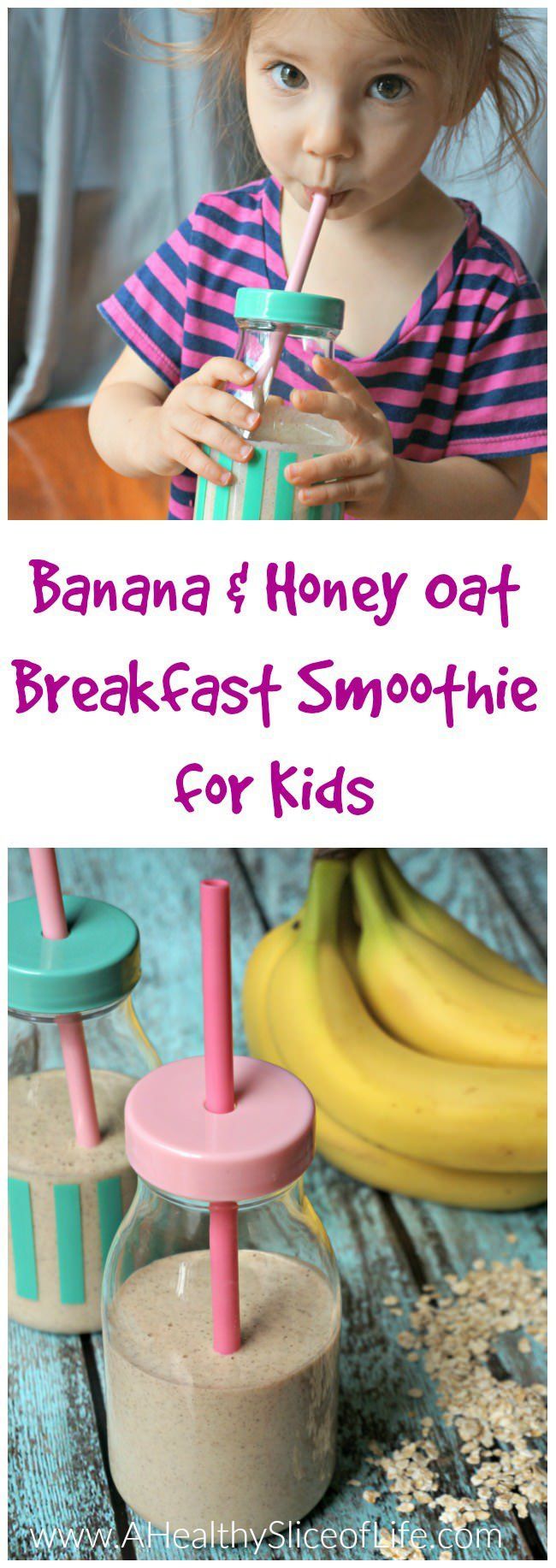 banana and honey oat breakfast smoothie for kids