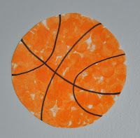 Basketball toddler craft – paper plate and Bingo dotter or finger paint!