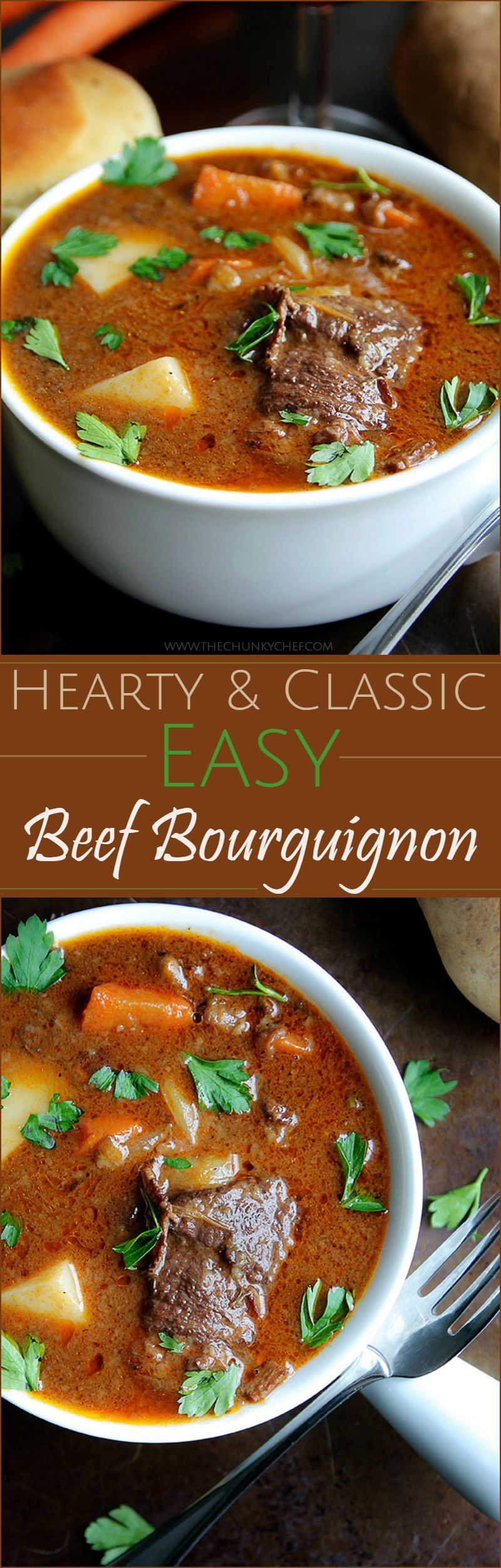 Beef Bourguignon | The Chunky Chef | Such a classic Fall recipe… revamped a little bit and made easy to make for your whole