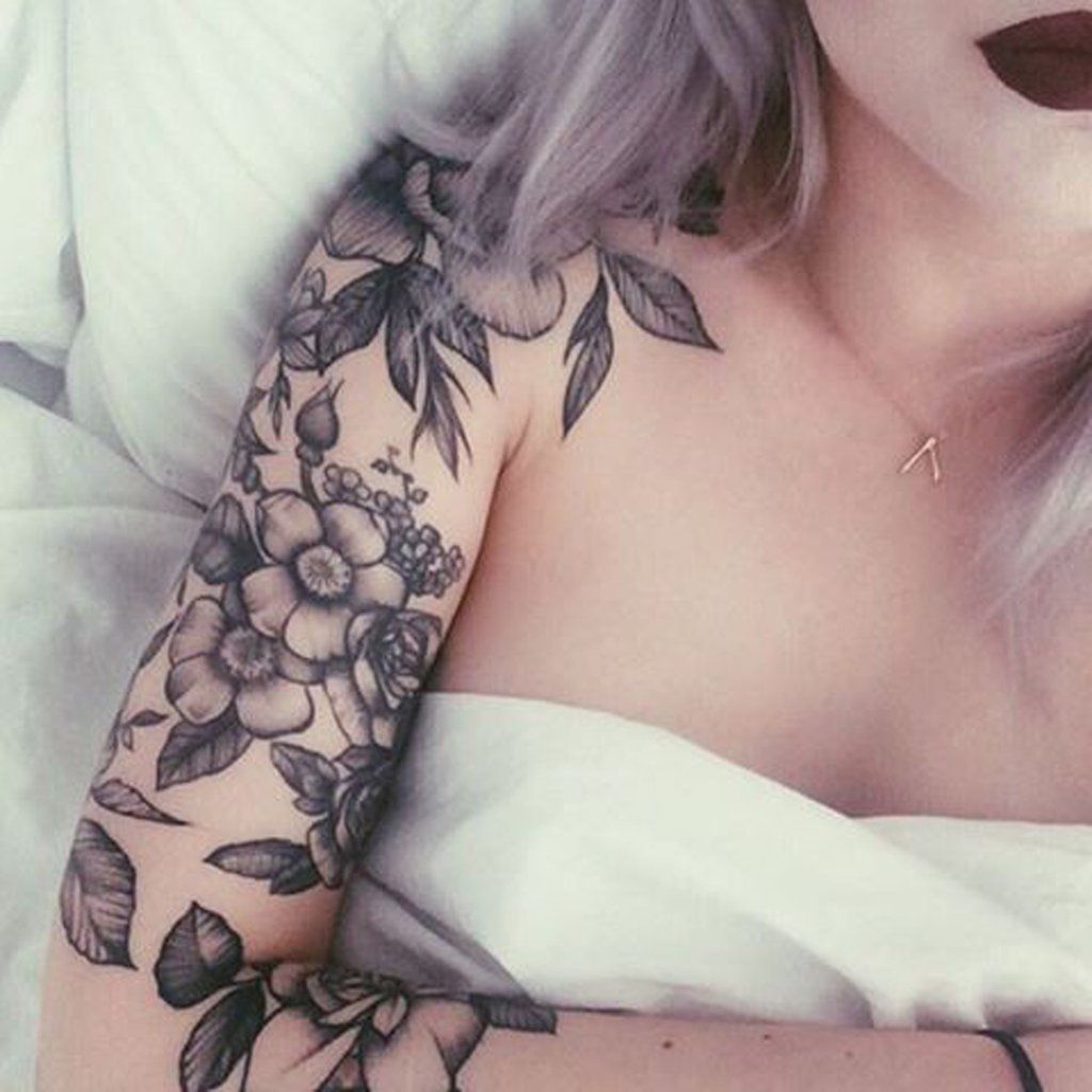 Black and White Rose Arm Sleeve Tattoo – MyBodiArt.com