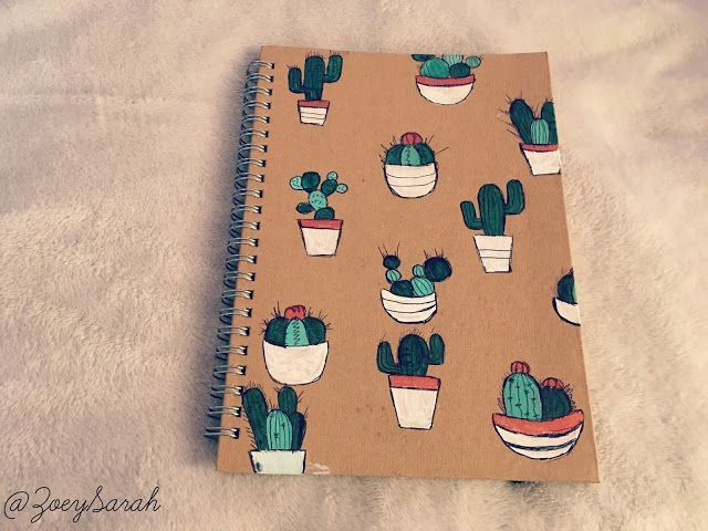 cactus notebook DIY http://allmylovezoesarah.blogspot.co.uk/2016/04/eight-cute-and-simple-diys.html