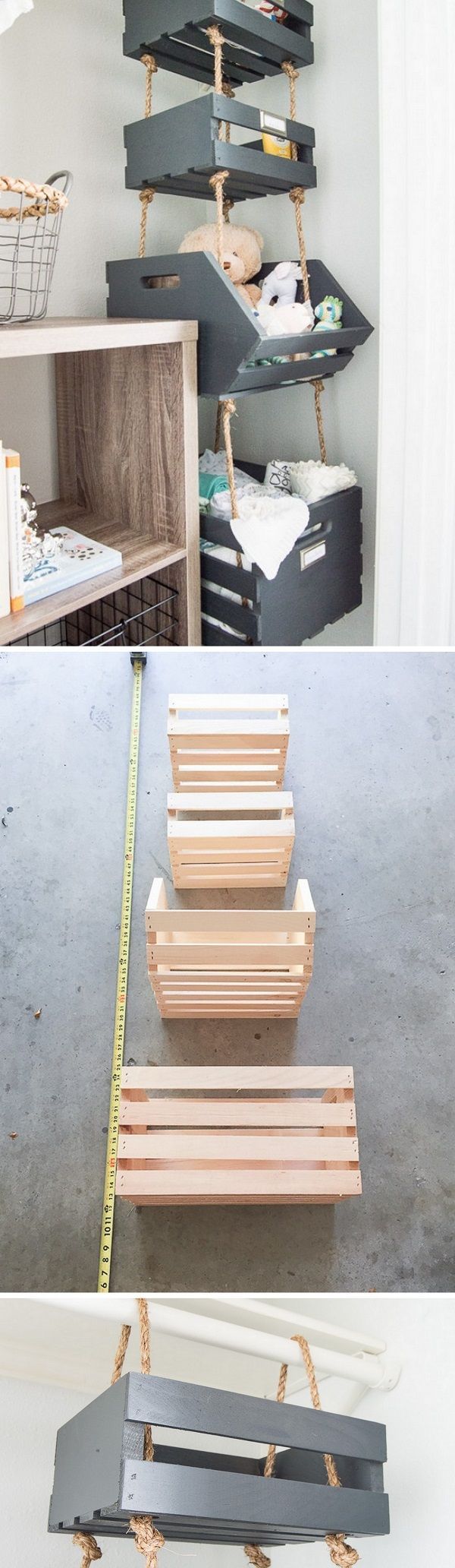 Check out the tutorial how to make DIY hanging closet crate shelves @istandarddesign