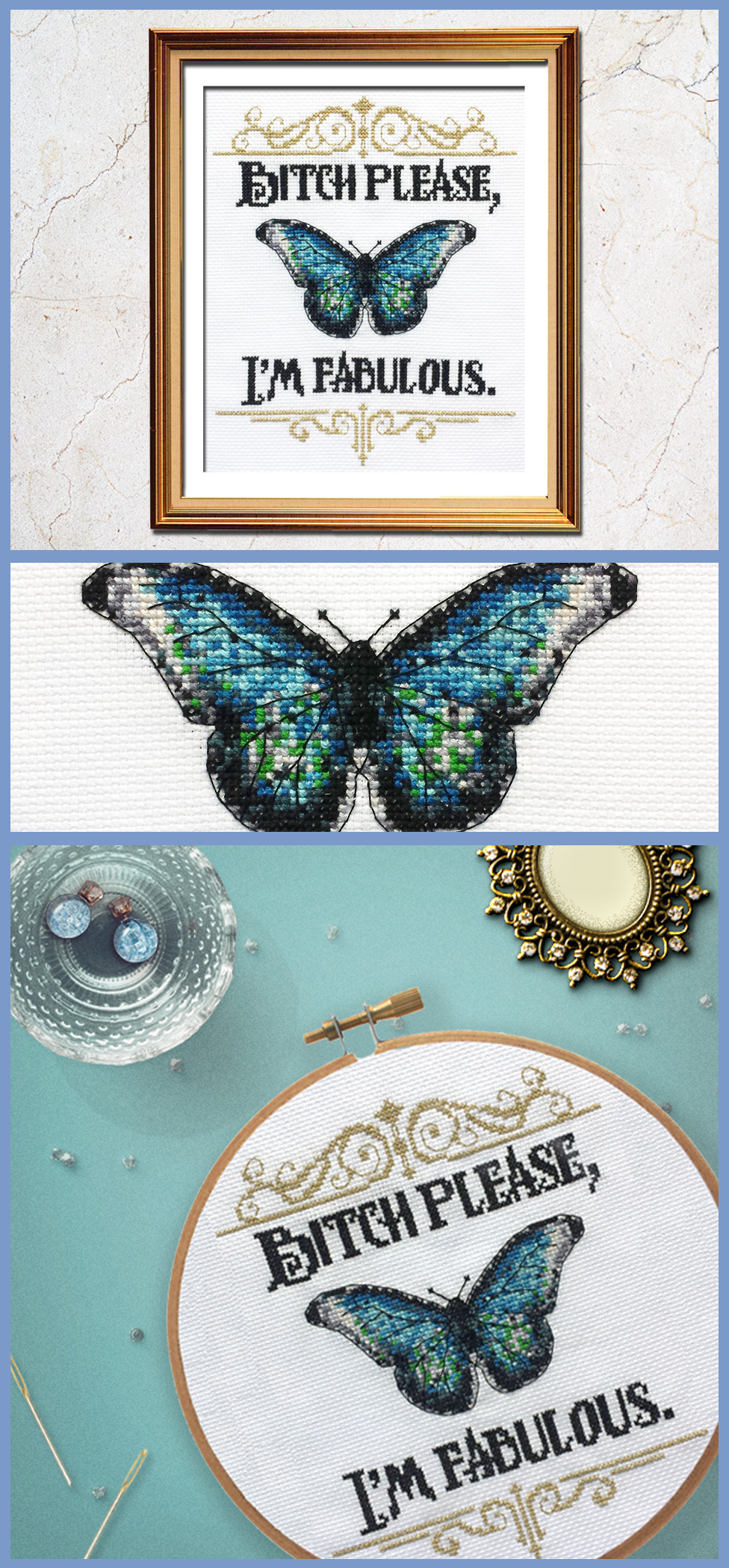 Check out this beautiful butterfly cross stitch! Such a funny cross stitch pattern.