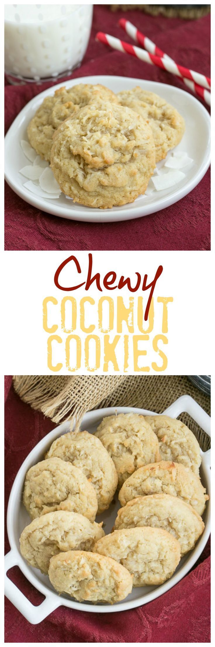 Chewy Coconut Cookies | Buttery cookies chock full of coconut! @lizzydo