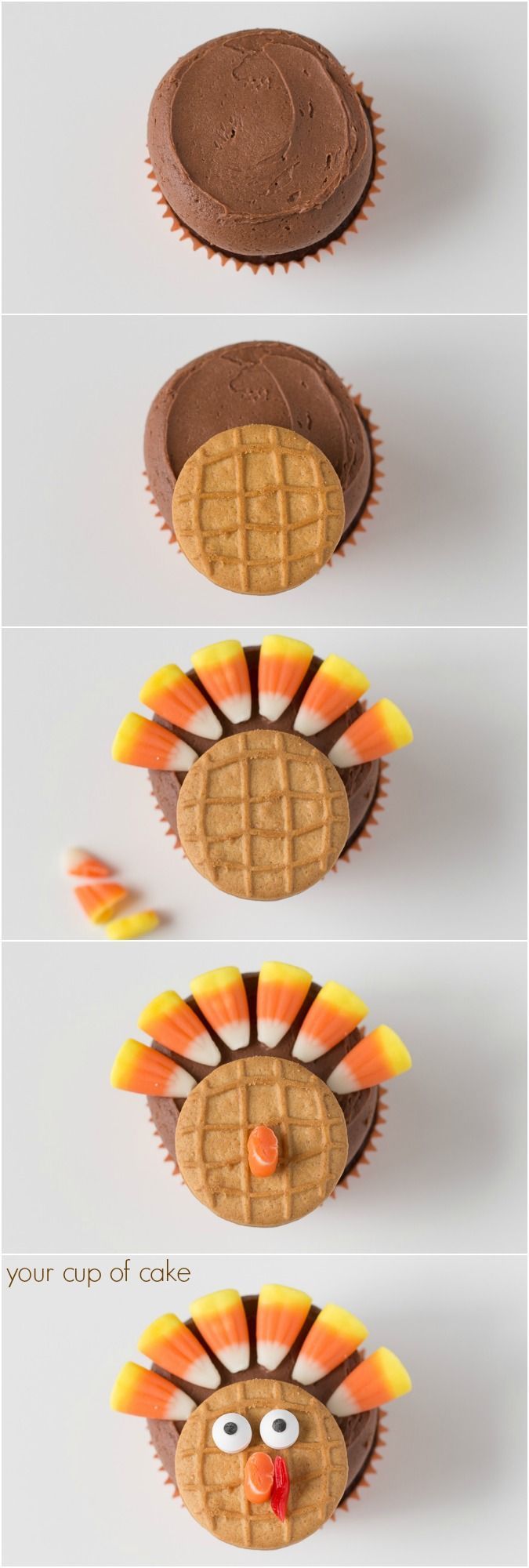 Chocolate Candy Corn Turkey Cupcakes, so perfect for Thanksgiving!