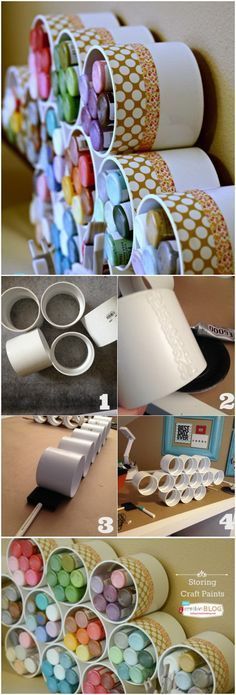 Craft Paints Storage with PVC Pipes. Clever craft paints storage ideas with PVC pipes!