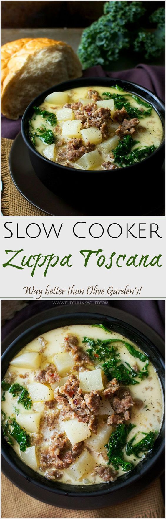 Crock Pot Zuppa Toscana Soup Recipe {She says it’s better than Olive Garden’s!} | The Chunky Chef