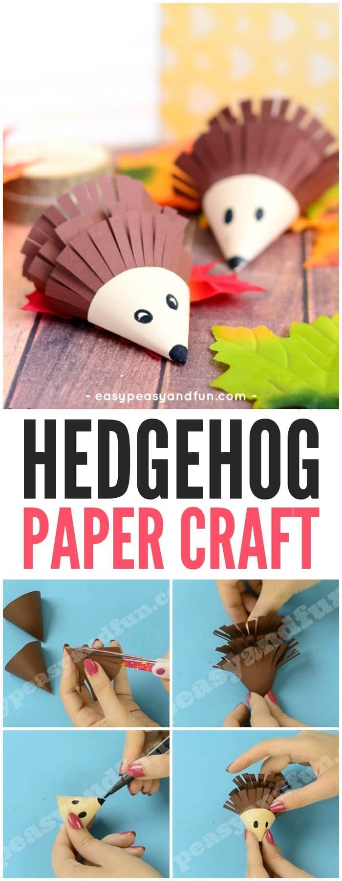 Cute Hedgehog Paper Craft Idea for Kids! A cute way to work on scissor skills this fall with preschool and kindergarten kids!