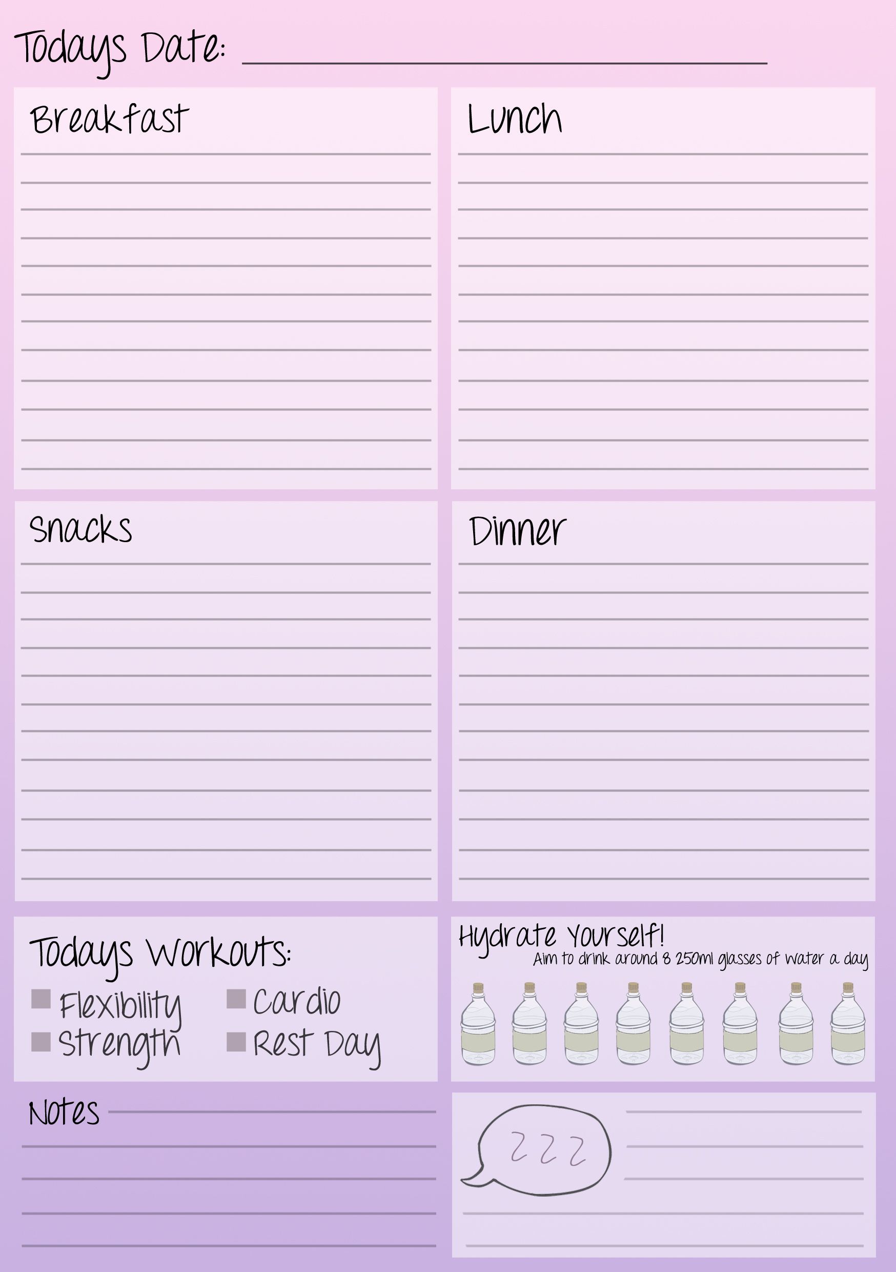 Daily fitness journal printable!