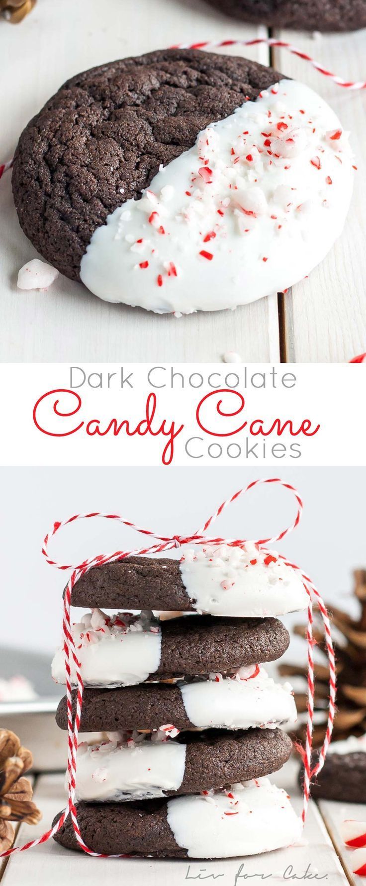 Dark Chocolate Candy Cane Cookies! The classic combination of chocolate and peppermint make these Dark Chocolate Candy Cane