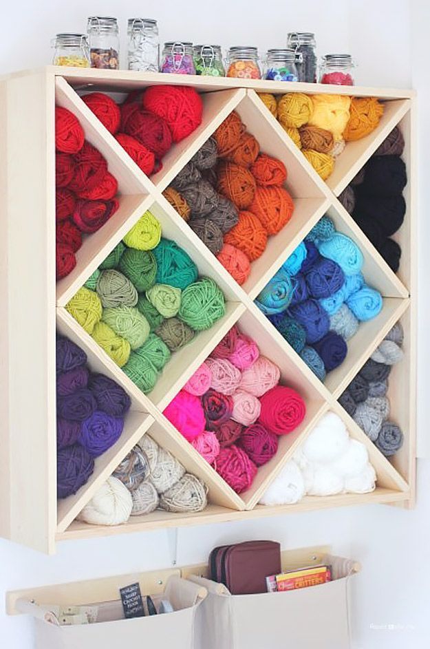 DIY Craft Room Ideas and Craft Room Organization Projects –  Yarn Storage System  – Cool Ideas for Do It Yourself Craft Storage –
