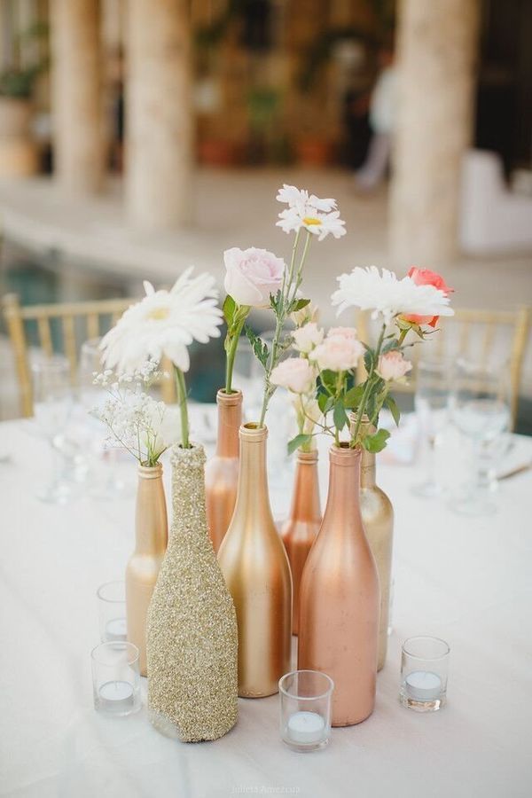 DIY Rose Gold Wine Bottle Vases