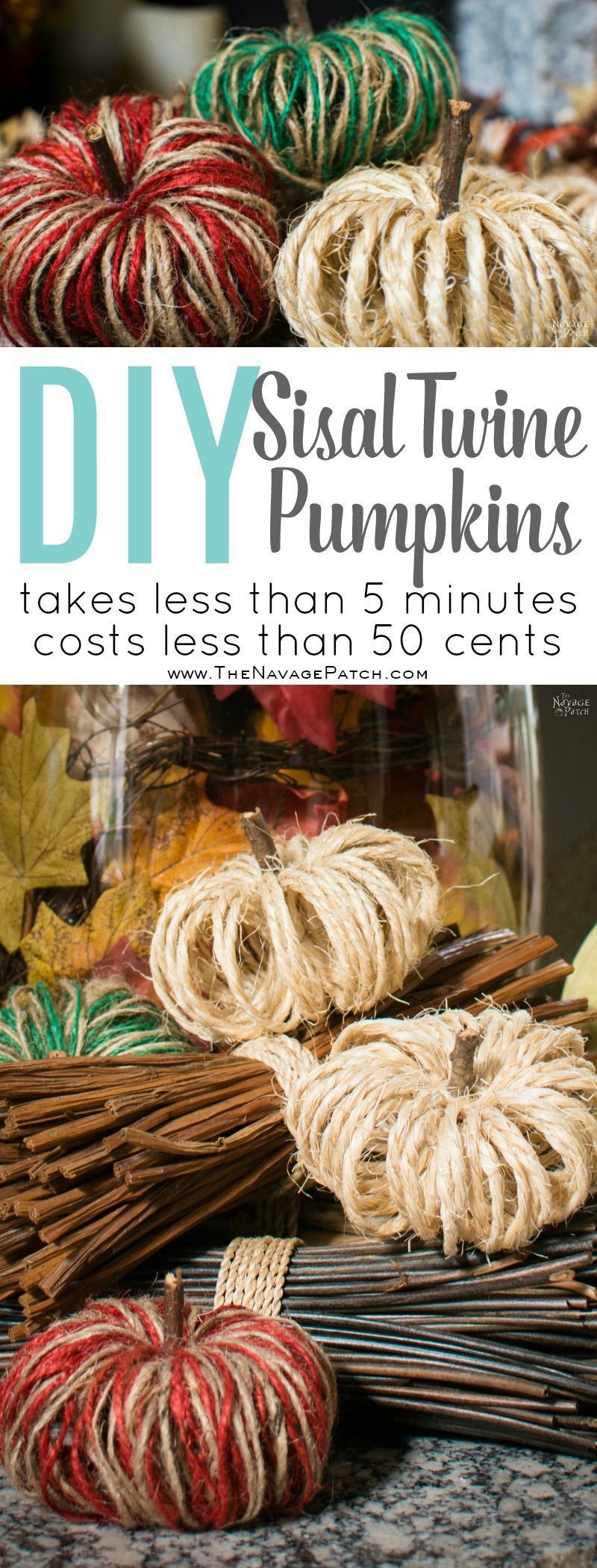 DIY Sisal Twine Pumpkins | How to make dual colored twine pumpkins | Easy and budget friendly DIY fall decoration | Dollar store