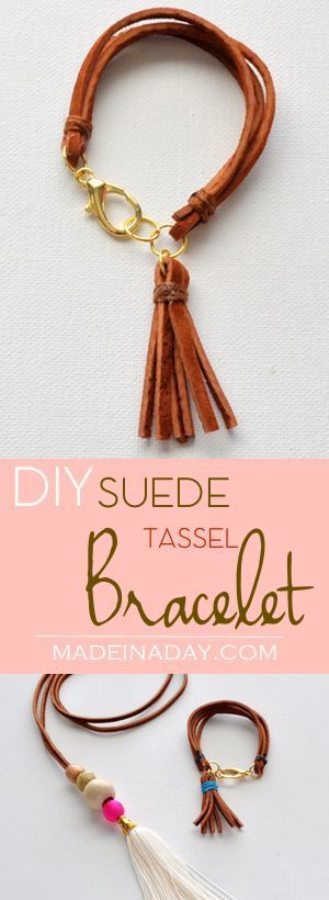 DIY Suede Tassel Bracelet, Make this super cute trendy leather tassel and layered suede bracelet. See the tutorial on