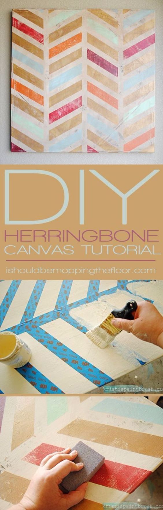 DIY Wall Art Ideas and Do It Yourself Wall Decor for Living Room, Bedroom, Bathroom, Teen Rooms |   DIY Herringbone Canvas Art   |