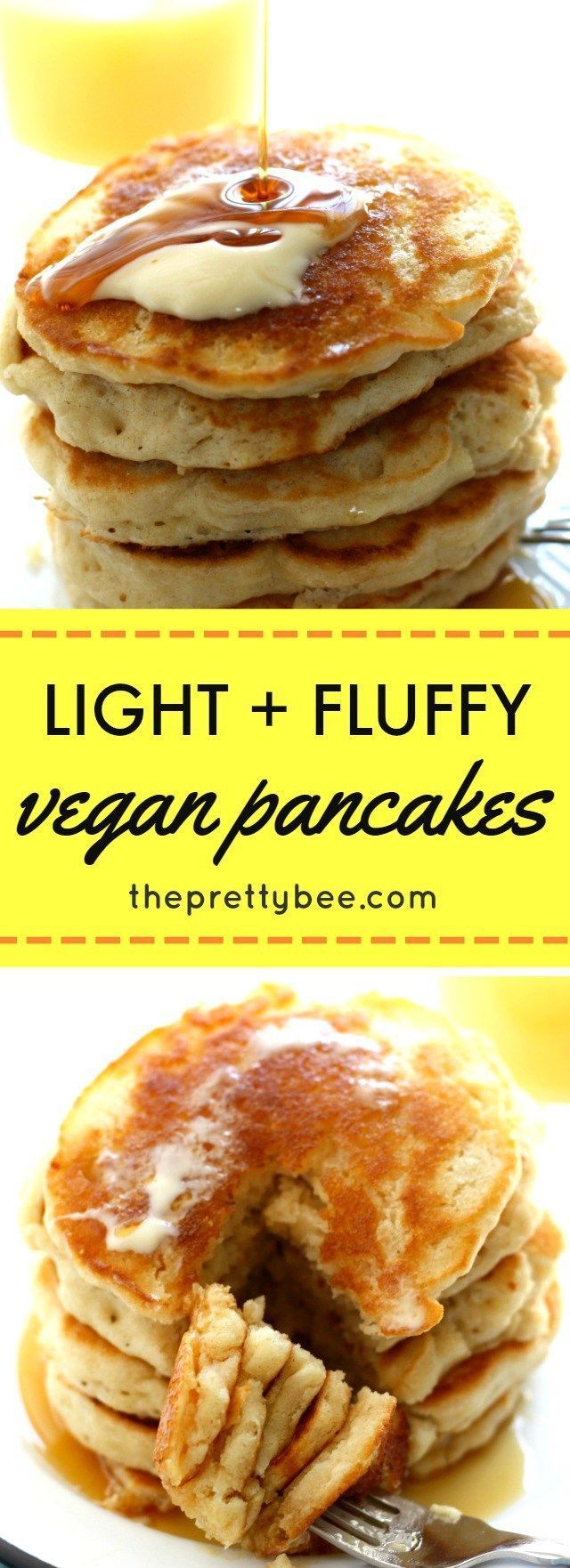 Easy and delicious light and fluffy vegan pancakes. Perfect for the weekend!