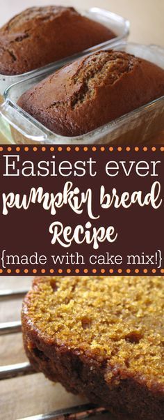 Easy pumpkin bread recipe made with cake mix. This moist cake mix pumpkin bread is the best homemade fall breakfast or dessert for