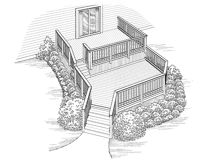 Eplans Deck Plan – Two Deck Spaces for a Sloping Lot from Eplans – House Plan Code HWEPL74958