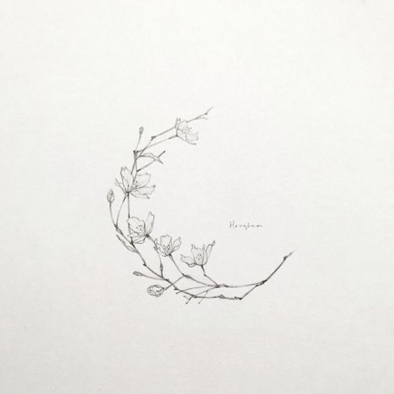 floral moon tattoo