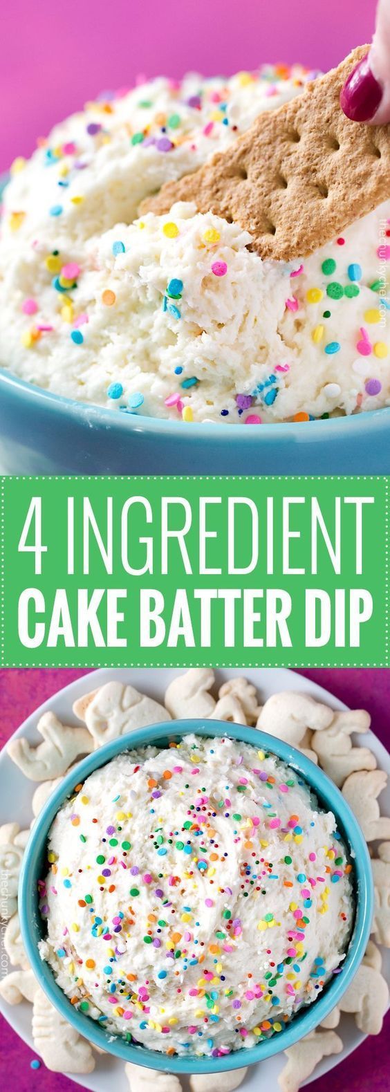 Four Ingredient Funfetti Cake Batter Dip | This dessert dip uses only 4 ingredients, is no bake, and tastes exactly like cake