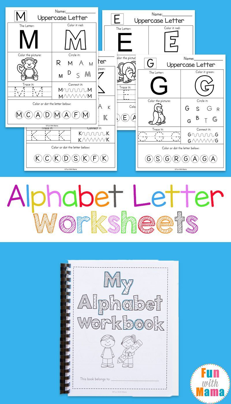 Free printable alphabet letter worksheets, coloring pages for preschool kids, do a dot art, handwriting uppercase and lowercase