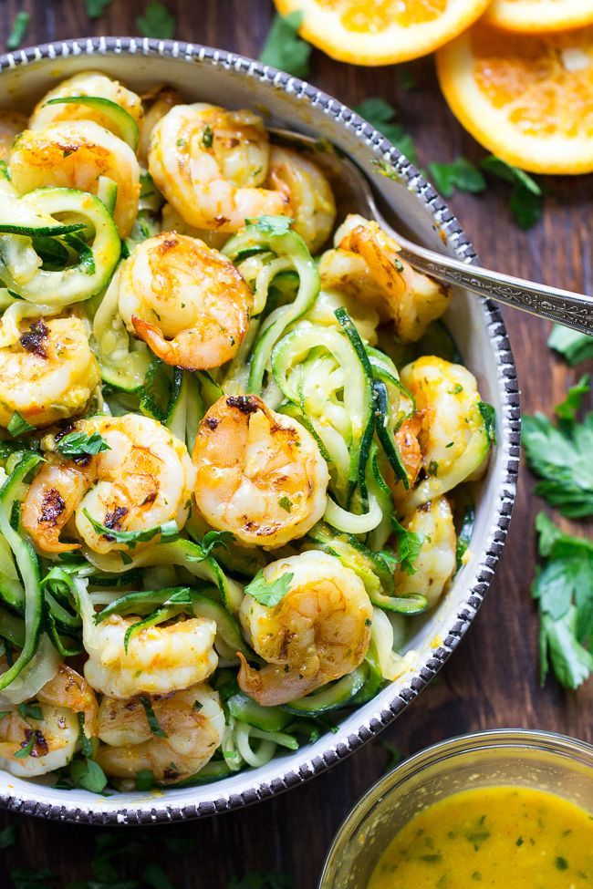 Fresh citrus grilled shrimp and zoodles create a light, healthy and super tasty lunch or dinner!  A cilantro, lime, and orange