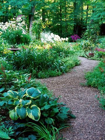 Gravel: budget friendly  good drainage; low-maintenance; won’t disrupt plants’ roots; can stand up to fairly heavy traffic. Cons