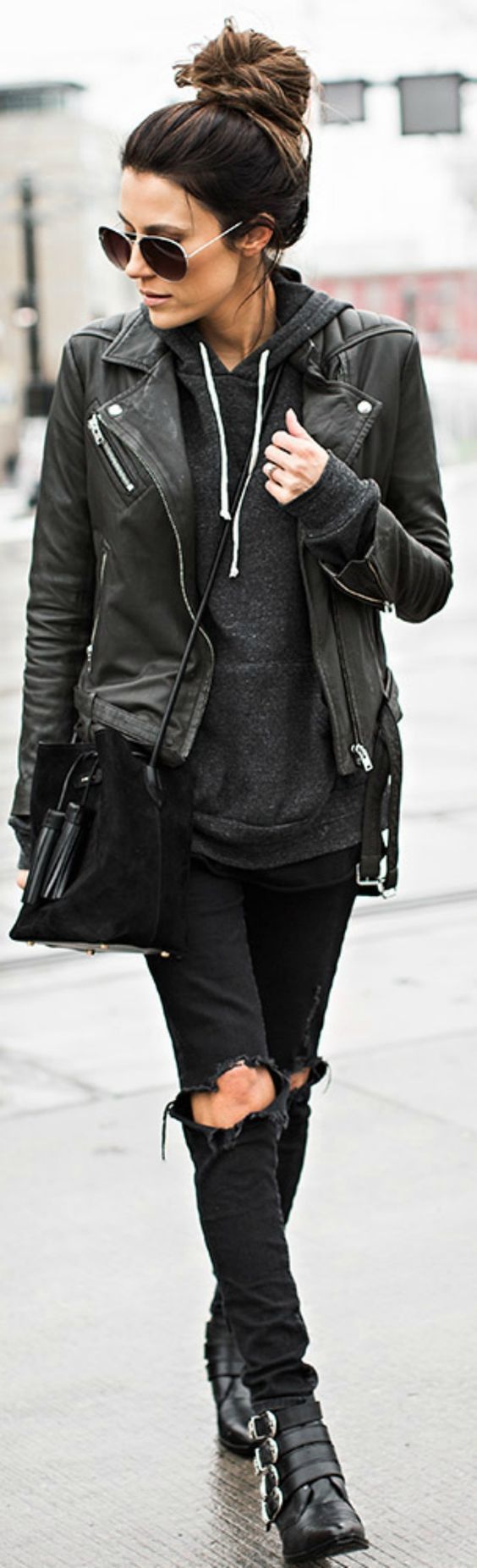 grunge look / leather jacket