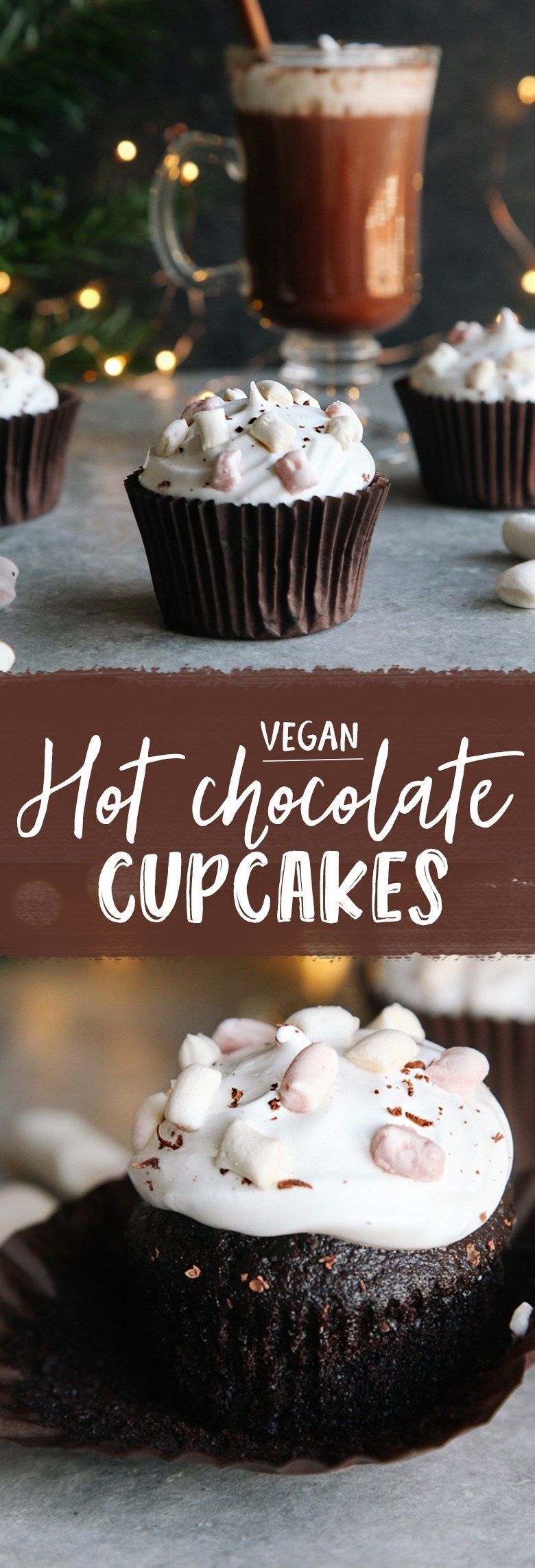 Hot Chocolate Cupcakes (Vegan) – Rich chocolate cupcakes topped with aquafaba marshmallow frosting!