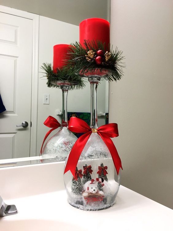 How To Make Wine Glass Snow Globe Candle Holder | The WHOot