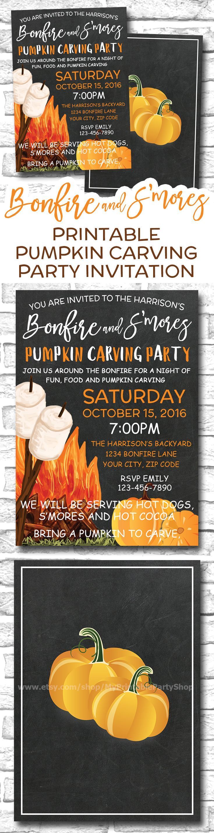 https://www.etsy.com/ca/listing/465912104/pumpkin-carving-party-invitation-smores Printable Bonfire And Smores Pumpkin Carving