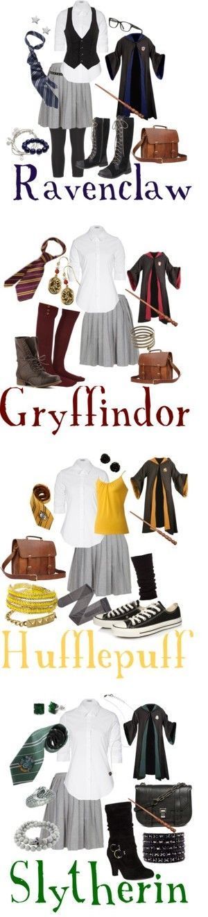 If Hogwarts’ dress code was a little more lenient…requiring the gray skirt, white shirt, House robes & tie, but allowing you to