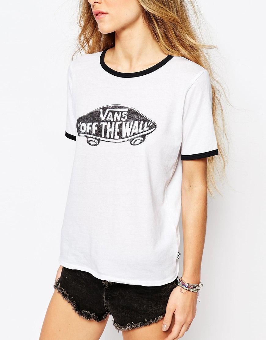 Image 3 of Vans Fitted Retro Ringer T-Shirt With Contrast Piping & Off The Wall Logo