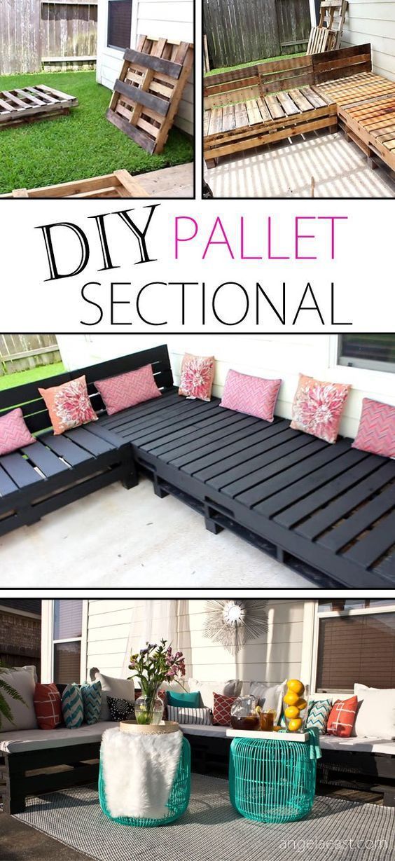 IY Pallet Sectional Indoor or Outdoor Sofa Seating Group Tutorial | Angela East – DIY Pallet Furniture – Patio Furniture Sectional