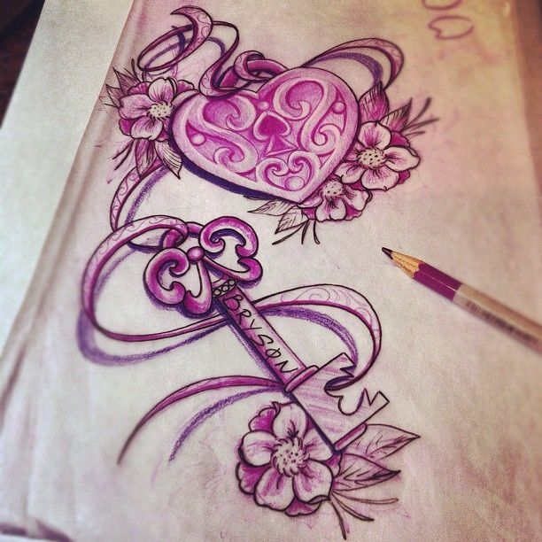 Key to my heart design. W. C & K design tied together