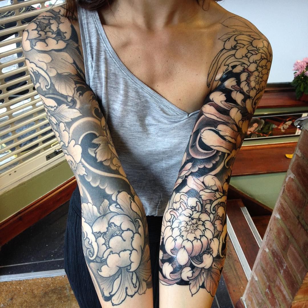 Like the overall design and shading.  Black and white floral is pretty, but I don’t think I’d do ALL flowers.