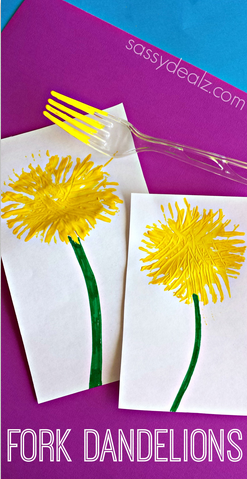 Make Dandelions Using a Fork (Kids Craft) #spring craft for kids |