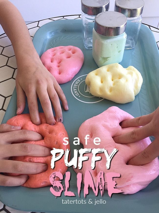 Make safe puffy slime. All it takes is THREE ingredients and it provides hours of entertainment for your kids. Here are the