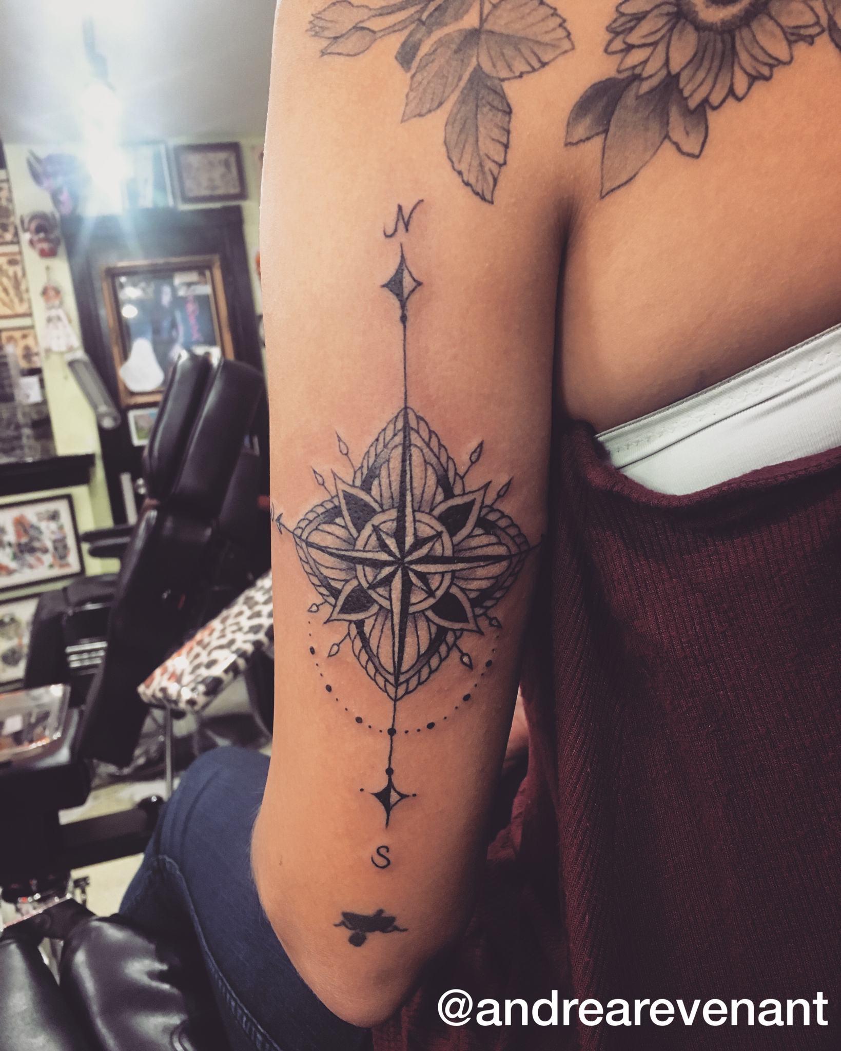 Mandala compass tattoo by Andrea Revenant