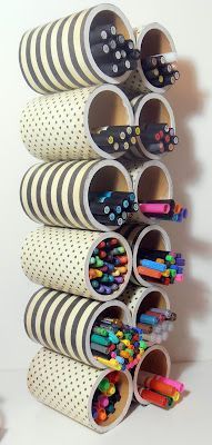 Marker Storage created with cans that are perfect for horizontal storage solutions.