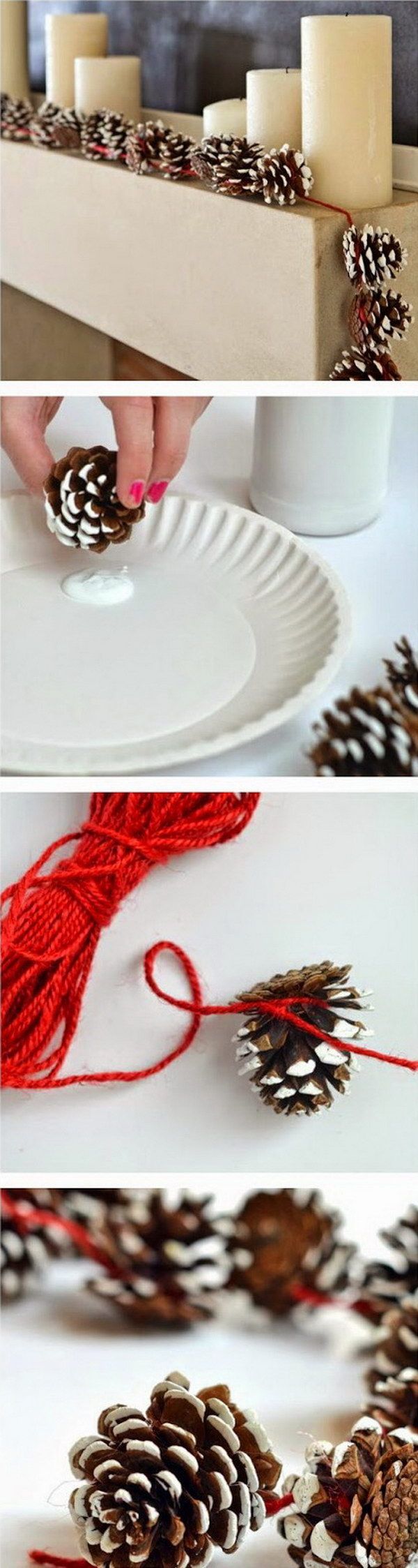 Pine Cone Garlands for Christmas Decoration. Love its rustic look for decoration at home. Super easy crafts that can get your kids