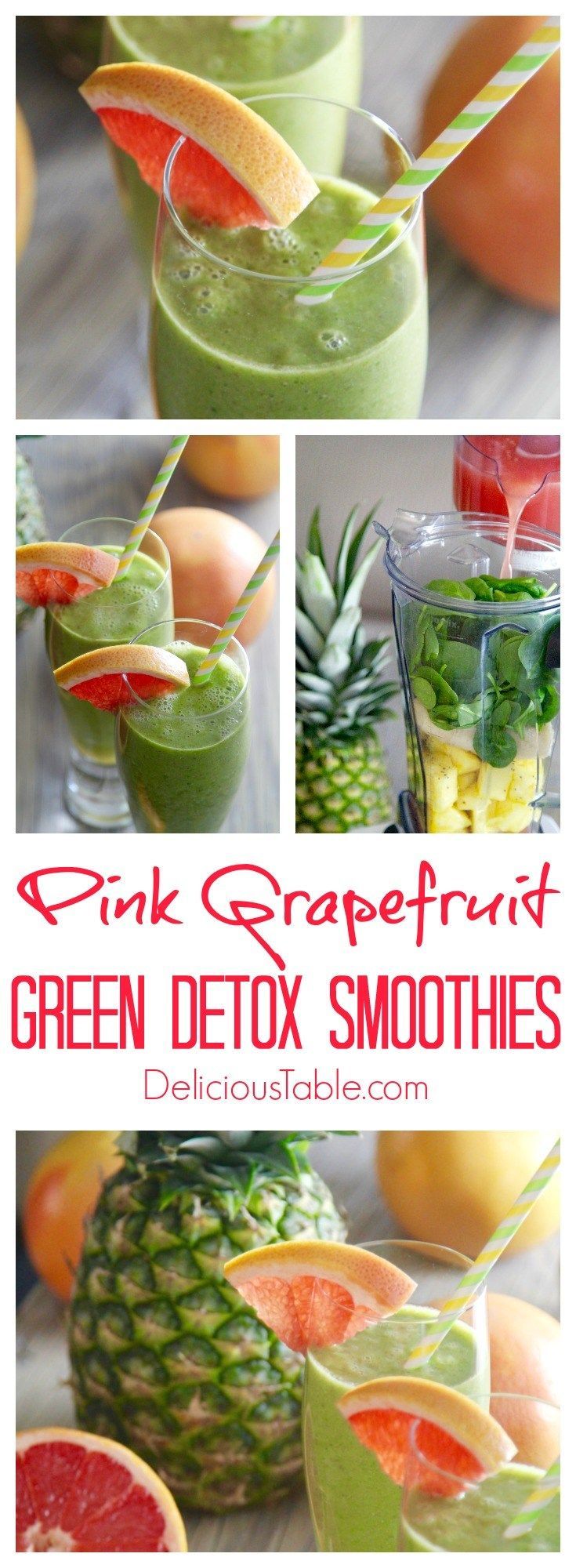 Pink Grapefruit Green Detox Smoothies taste as good as they look! Sweet, clean, and full of green goodness and healing ingredients