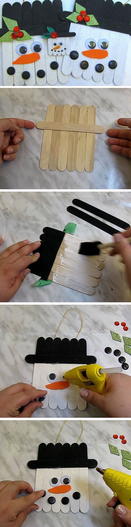 Popsicle Stick Snowman | 20+ DIY Christmas Crafts for Kids to Make