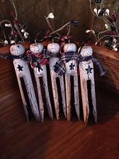 Primitive Wood Clothes Pin Ornaments Make Do Crackle Farmhouse Decor