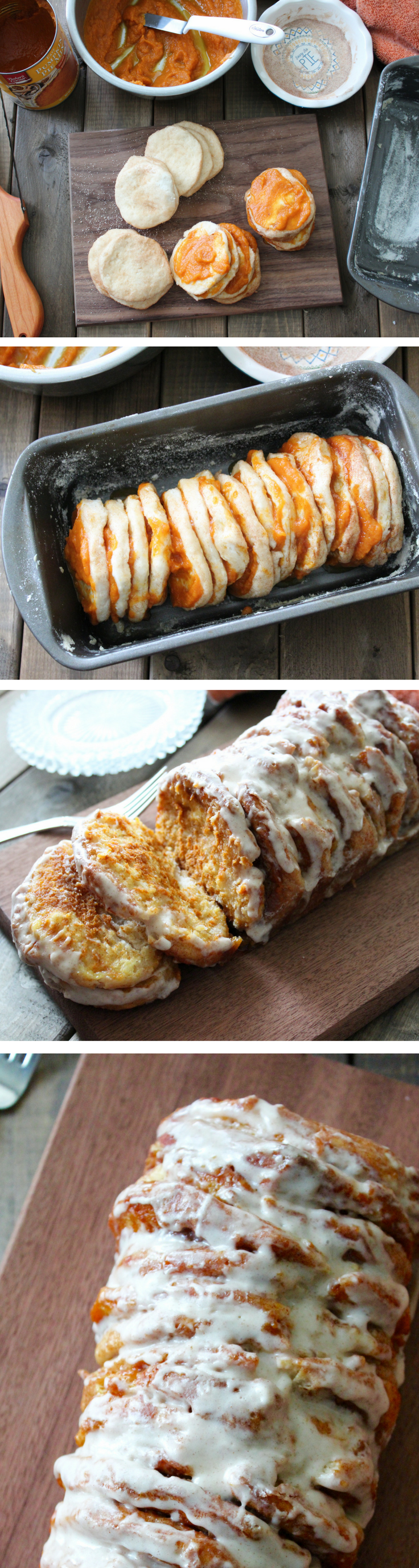 Pumpkin Bread Pull Apart Recipe | Easy Fall Dessert For Holidays | Biscuits, Cinnamon, Icing, Pumpkin, Sugar | Thanksgiving and