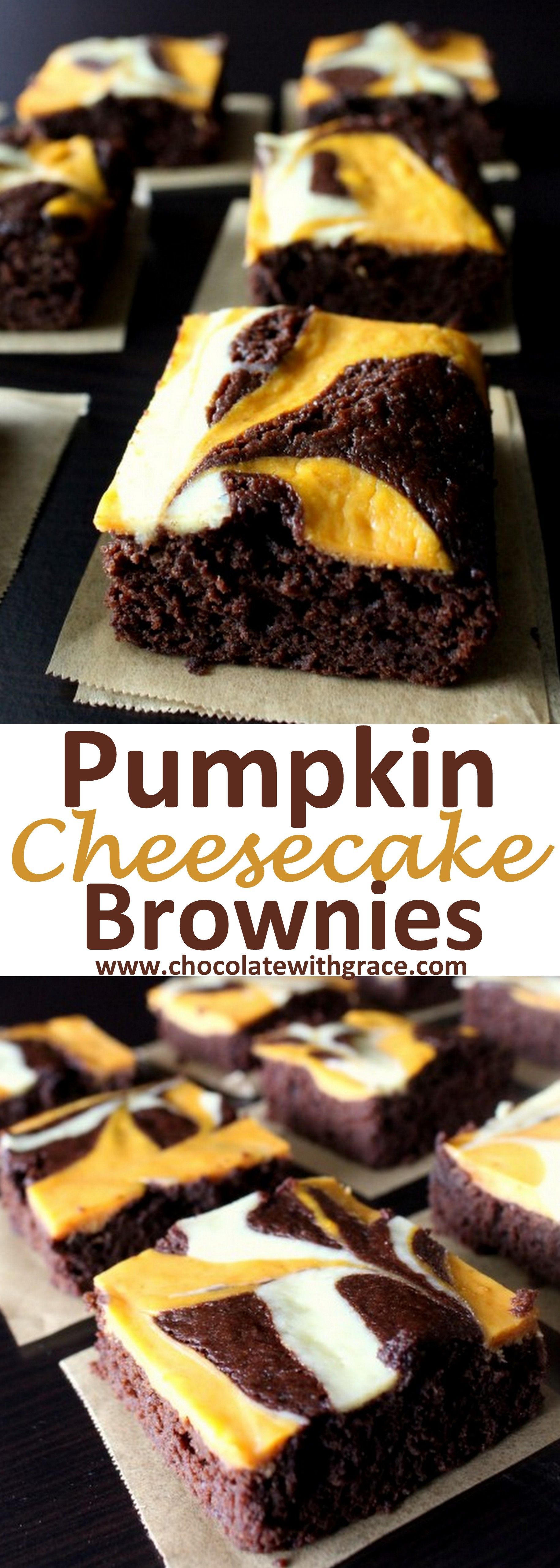 Pumpkin Cheesecake Swirled Brownies l Fall pumpkin recipes