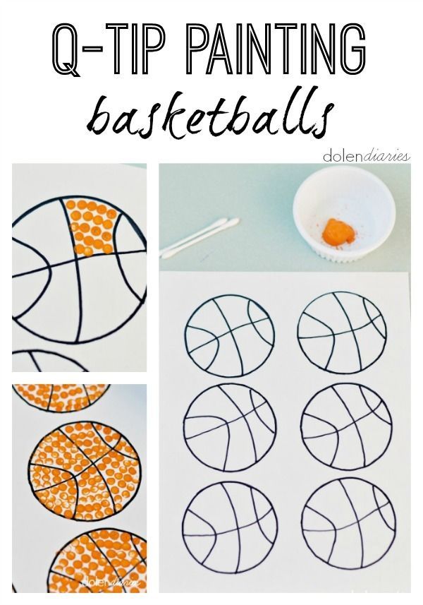 Q-Tip Painting Basketballs: FREE printable outline