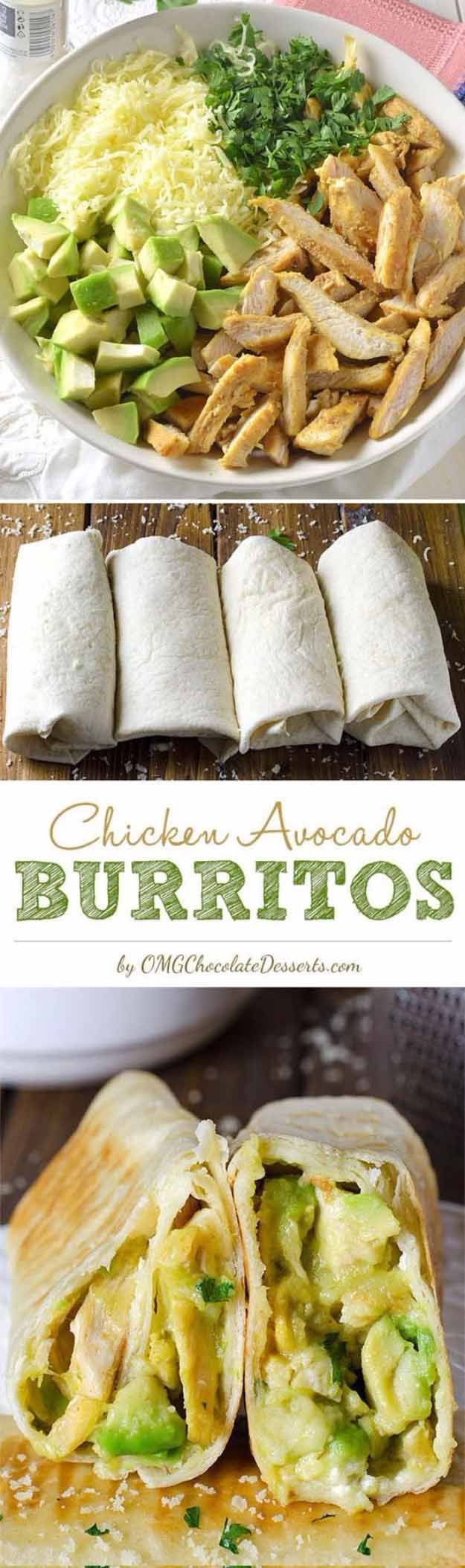 Quick and Easy Healthy Dinner Recipes – Chicken Avocado Burritos- Awesome Recipes For Weight Loss – Great Receipes For One, For
