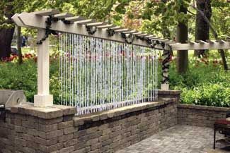Quick Easy Waterfall Wall – Divider This pergola, showcased at the Notre Dame Home and Garden Show, features a unique water wall